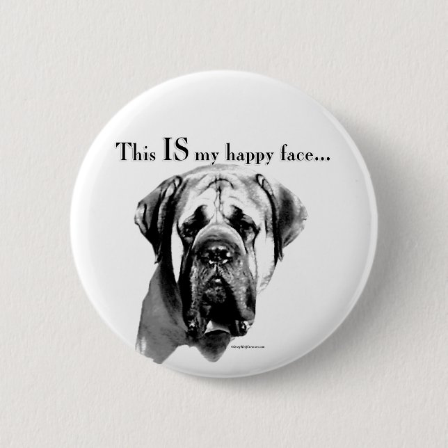 Mastiff Happy Face Pinback Button (Front)