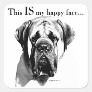 Mastiff Happy Face Square Sticker