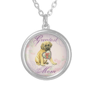 Mastiff Hearts Mom Silver Plated Necklace