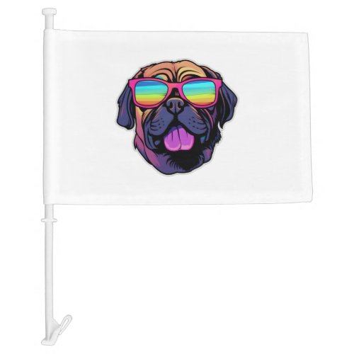 Mastiff in Cool Sunglasses Classic T_Shirt Car Flag