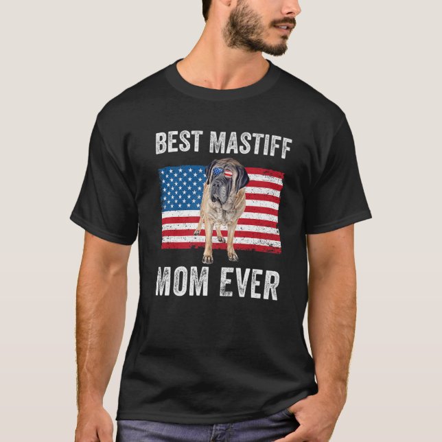 Mastiff Mom Mama American Flag English Mastiff Lov T-Shirt (Front)
