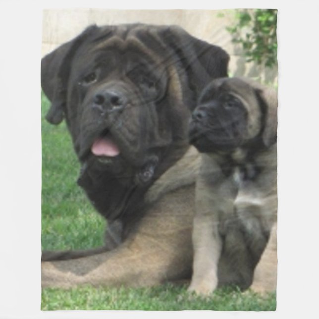 MASTIFF MOTHER and PUP Fleece Blanket (Front)