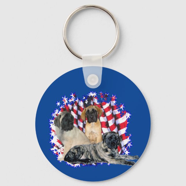 Mastiff (puppies) Patriot Keychain (Front)