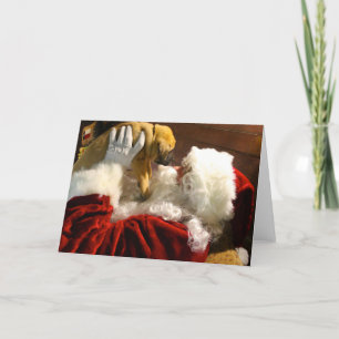 Mastiff Puppy with Santa Christmas Card