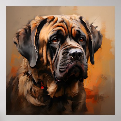 Mastiff Realism Art Portrait Poster