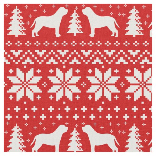 Mastiff Silhouettes Christmas Holiday Patterned Fabric