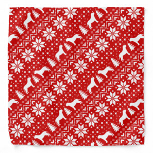 Mastiff Silhouettes Christmas Pattern Red Bandana