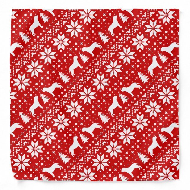 Mastiff Silhouettes Christmas Pattern Red Bandana (Front)
