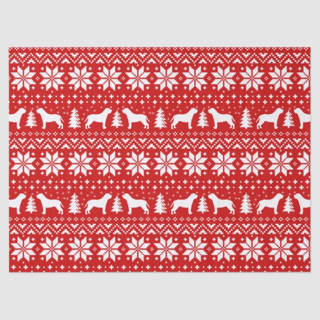 Mastiff Silhouettes Christmas Pattern Red Tissue Paper (Front)