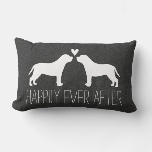 Mastiff Silhouettes with Heart and Text Lumbar Pillow