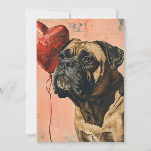 Mastiff Vintage Valentine's day Holiday Card