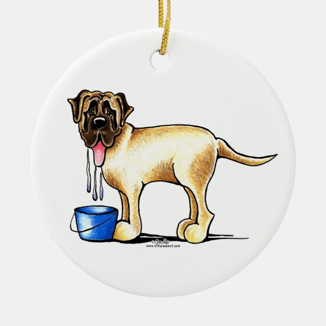 Mastiff Water Maker Ceramic Ornament (Front)