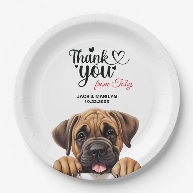 Mastiff Wedding Thank You Paper Plates (Front)