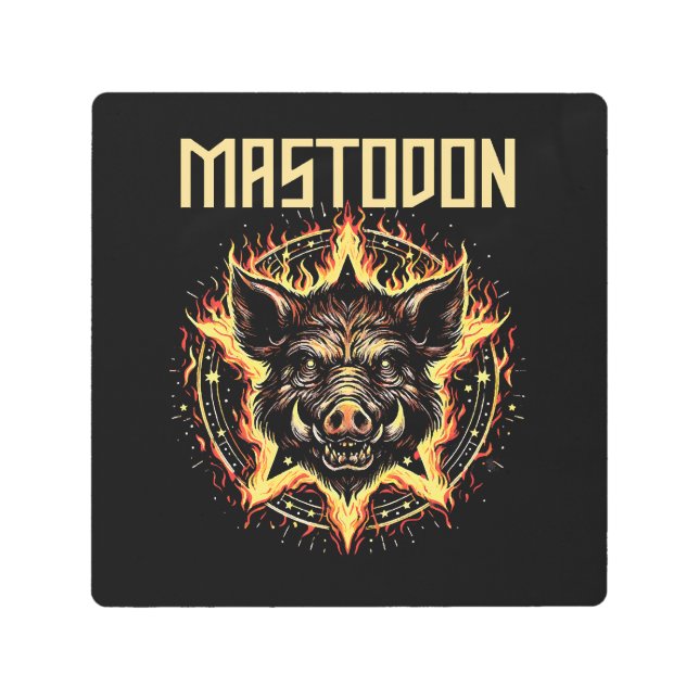 Mastodon Boar Fire Metal Print (Front)