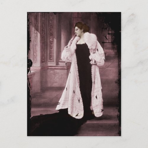 Mata Hari in White Fur Coat Postcard