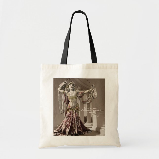 Mata Hari Vintage Bellydance Quote Tote Bag (Front)