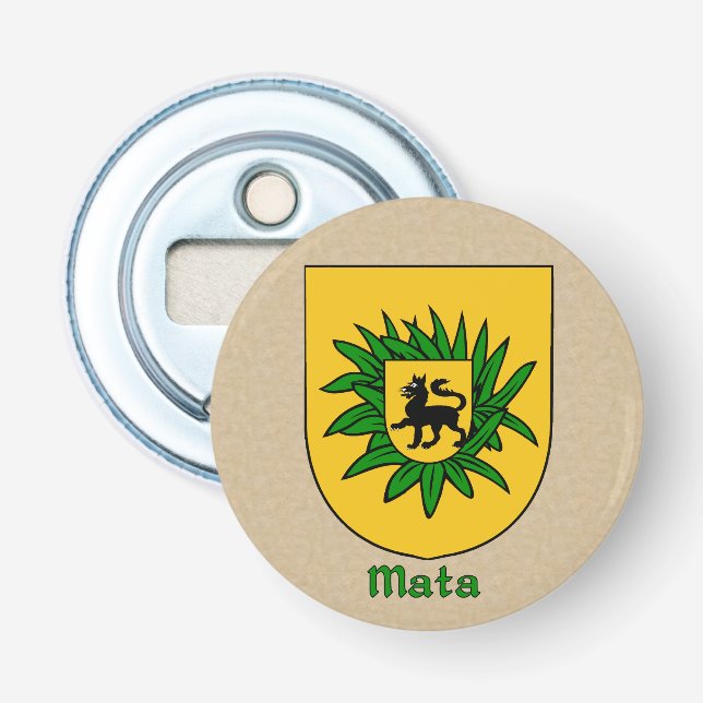 Mata Heraldic Arms on Parchment Style Back Bottle Opener (Front)