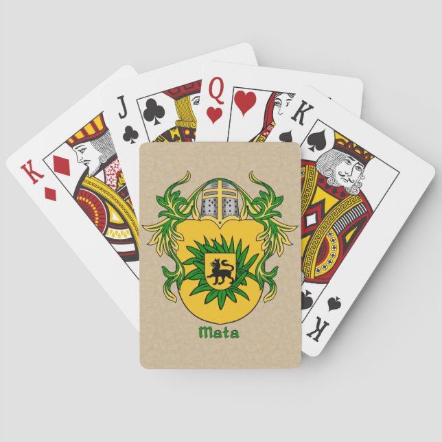 Mata Heraldic Shield with Mantling Poker Cards (Back)