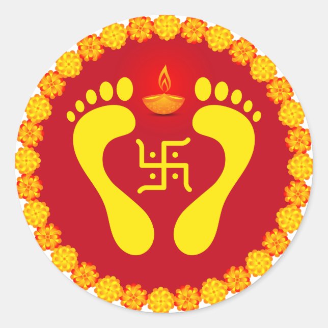 Mata Lakshmi feet Classic Round Sticker (Front)