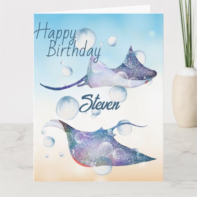 Mata rays underwater birthday Folded Greeting Card (Front)