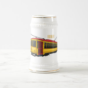 Mata trolley cartoon illustration beer stein