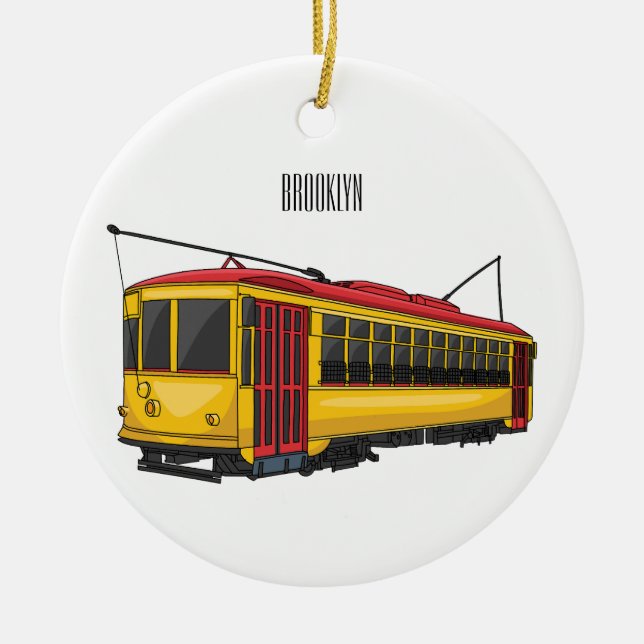 Mata trolley cartoon illustration ceramic ornament (Front)