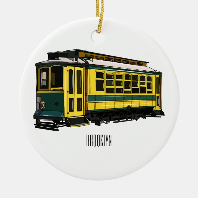 Mata trolley cartoon illustration ceramic ornament (Front)