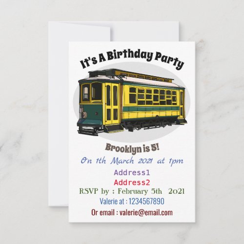 Mata trolley cartoon illustration invitation