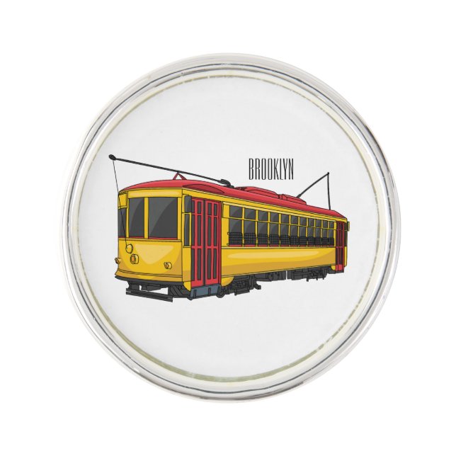 Mata trolley cartoon illustration lapel pin (Front)