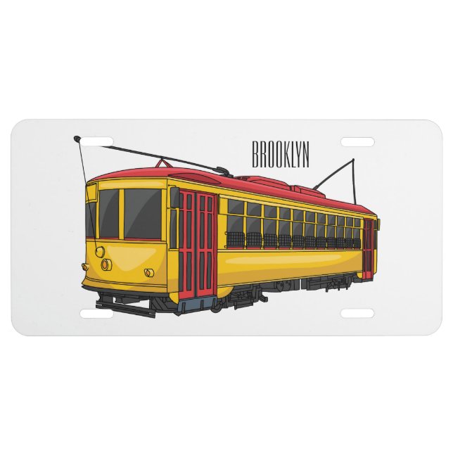 Mata trolley cartoon illustration license plate (Front)