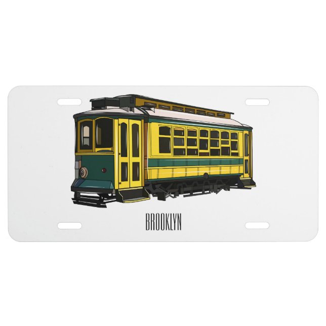 Mata trolley cartoon illustration license plate (Front)