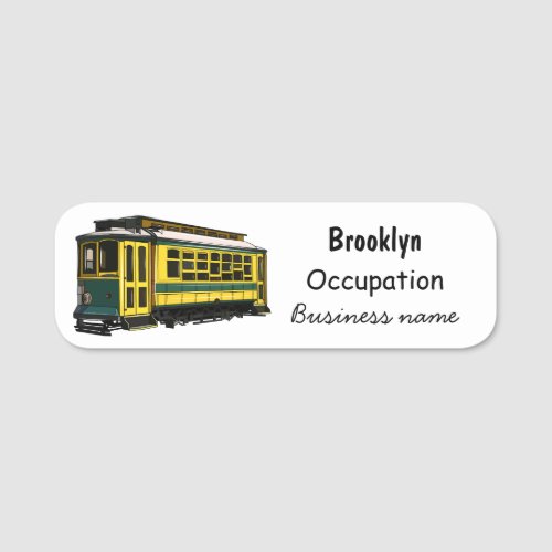 Mata trolley cartoon illustration name tag