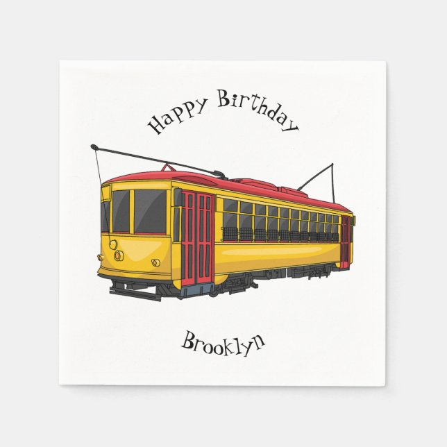 Mata trolley cartoon illustration napkins (Front)