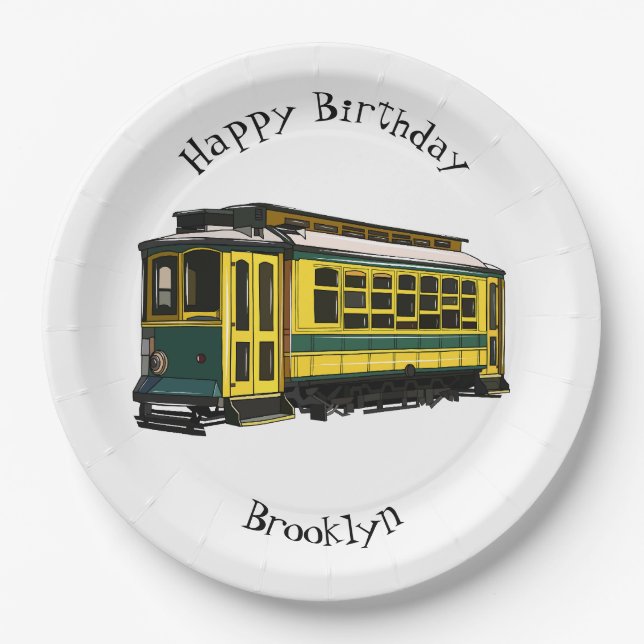 Mata trolley cartoon illustration paper plates (Front)