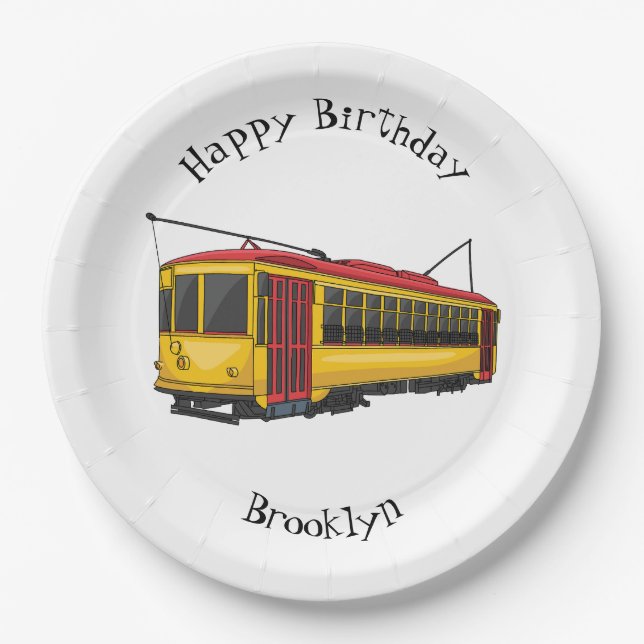 Mata trolley cartoon illustration  paper plates (Front)