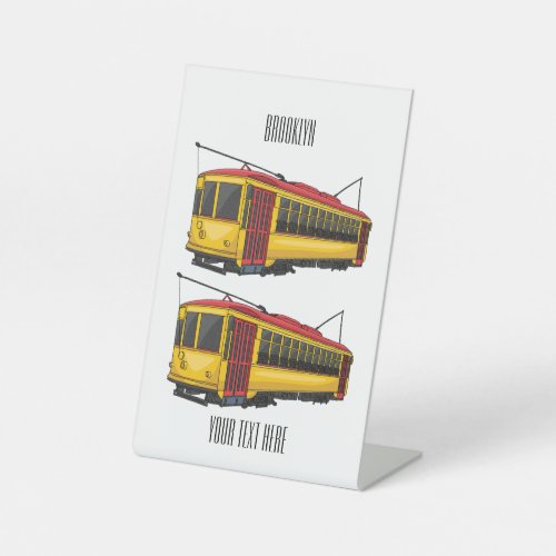 Mata trolley cartoon illustration pedestal sign