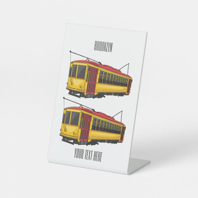 Mata trolley cartoon illustration pedestal sign (Front)