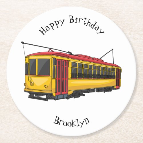 Mata trolley cartoon illustration  round paper coaster