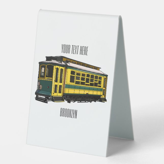 Mata trolley cartoon illustration table tent (Front)