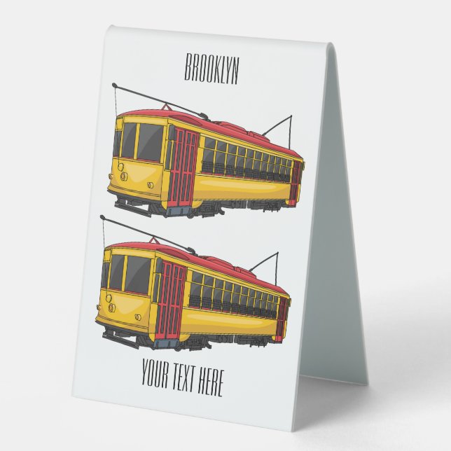 Mata trolley cartoon illustration  table tent (Front)