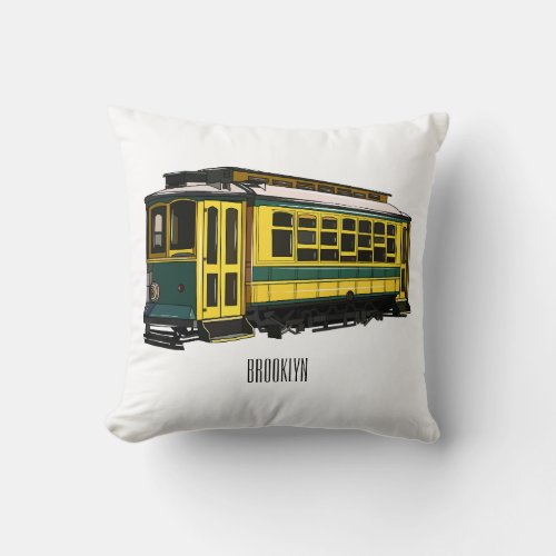 Mata trolley cartoon illustration throw pillow