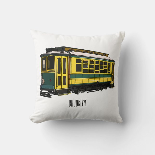 Mata trolley cartoon illustration throw pillow (Front)