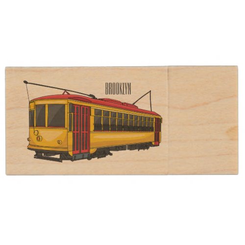 Mata trolley cartoon illustration wood flash drive