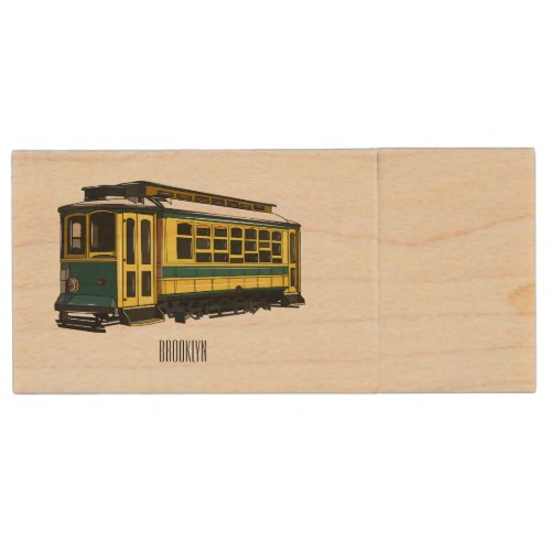 Mata trolley cartoon illustration wood flash drive