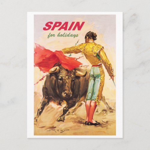 Matador and bull Bullfighting Spain for holidays Postcard