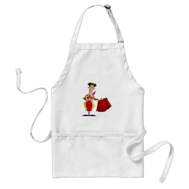 Matador with Red Cape Spanish Bullfighter Adult Apron (Front)