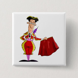 Matador with Red Cape Spanish Bullfighter Button