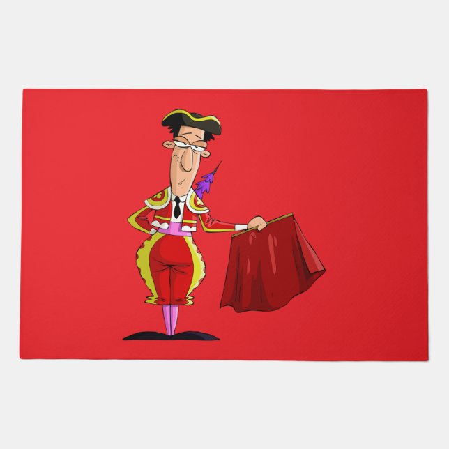 Matador with Red Cape Spanish Bullfighter Doormat (Front)