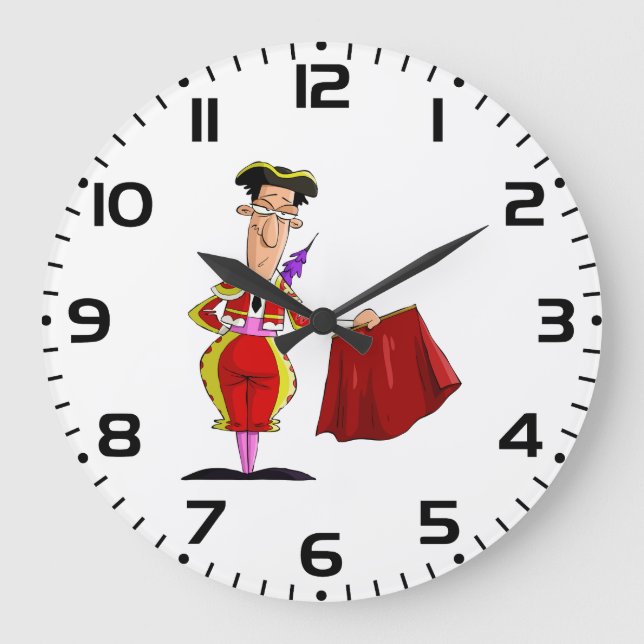 Matador with Red Cape Spanish Bullfighter Large Clock (Front)