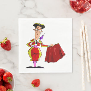 Matador with Red Cape Spanish Bullfighter Napkins